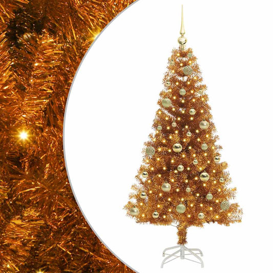 Weihnachtsbaum mit 150 LEDs mit Ständer Gold 150 cm PET