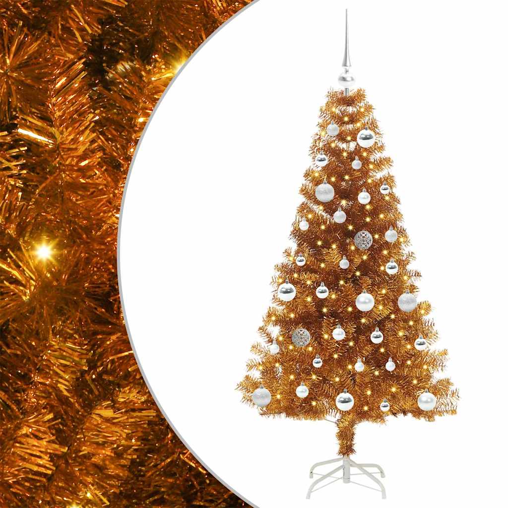 Weihnachtsbaum mit 150 LEDs mit Ständer Gold 150 cm PET