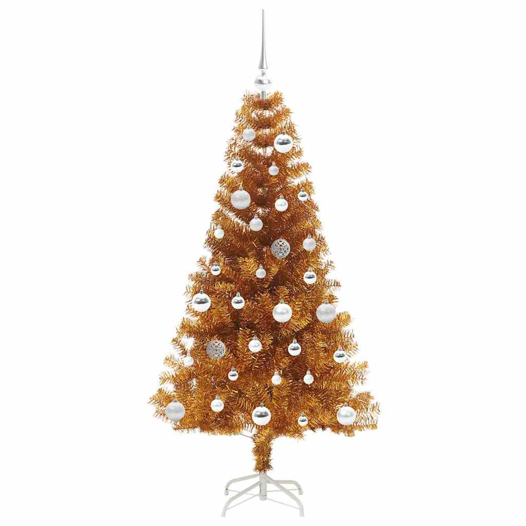 Weihnachtsbaum mit 150 LEDs mit Ständer Gold 150 cm PET