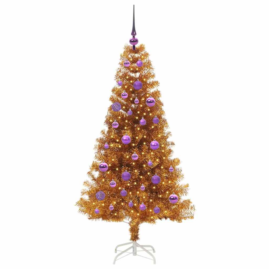 Weihnachtsbaum mit 150 LEDs mit Ständer Gold 150 cm PET