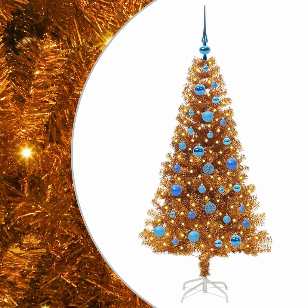 Weihnachtsbaum mit 150 LEDs mit Ständer Gold 150 cm PET
