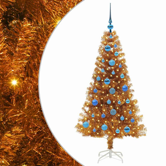 Weihnachtsbaum mit 150 LEDs mit Ständer Gold 150 cm PET