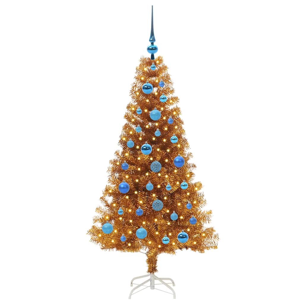 Weihnachtsbaum mit 150 LEDs mit Ständer Gold 150 cm PET