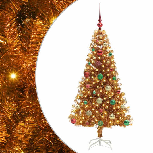 Weihnachtsbaum mit 150 LEDs mit Ständer Gold 150 cm PET