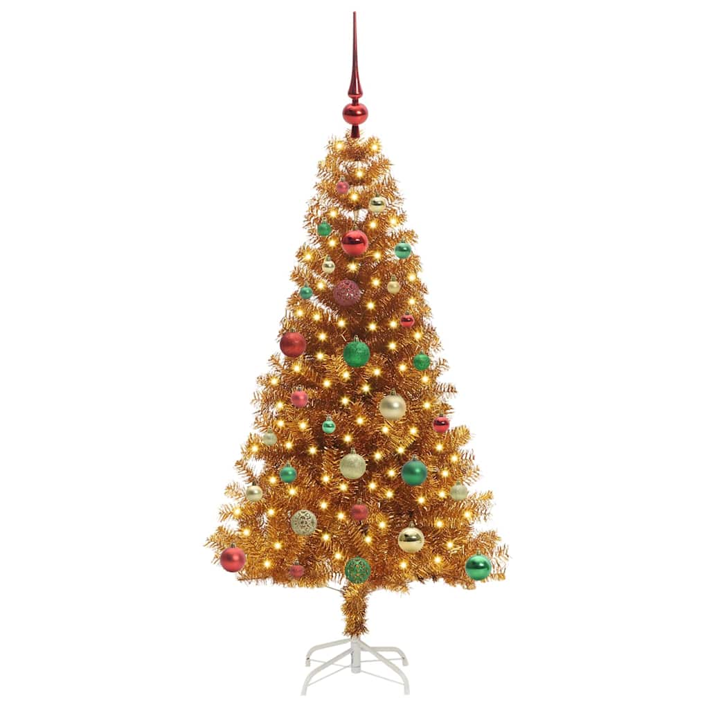 Weihnachtsbaum mit 150 LEDs mit Ständer Gold 150 cm PET