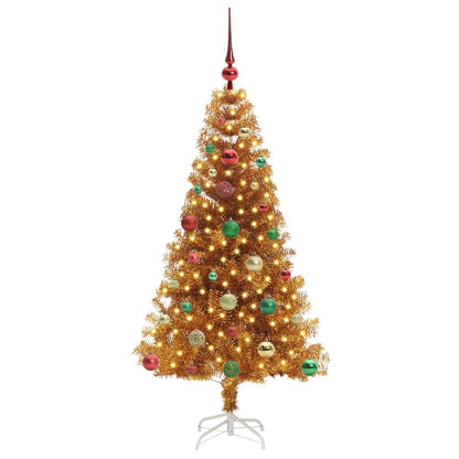 Weihnachtsbaum mit 150 LEDs mit Ständer Gold 150 cm PET