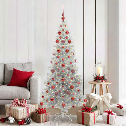 Albero di Natale con 300 LED e supporto, argento, 180 cm, adatto agli animali domestici