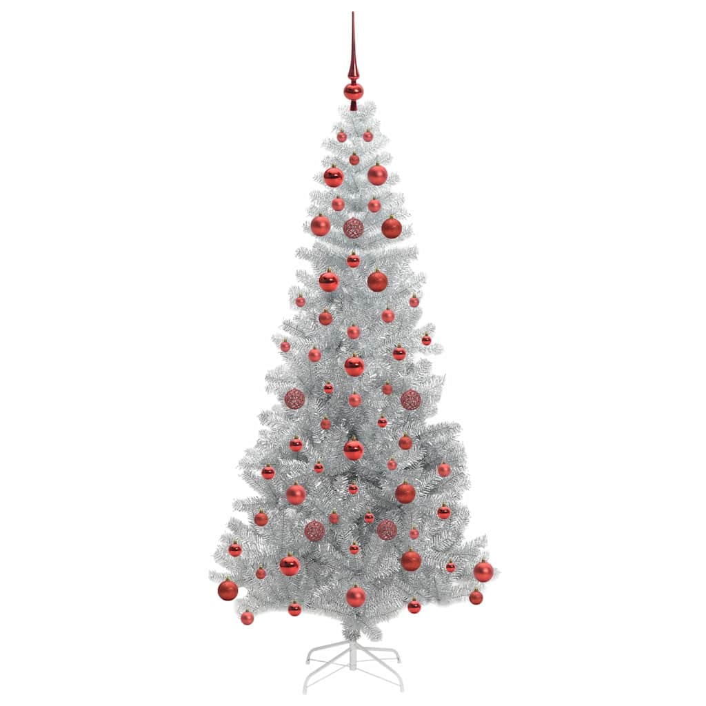 Albero di Natale con 300 LED e supporto, argento, 180 cm, adatto agli animali domestici