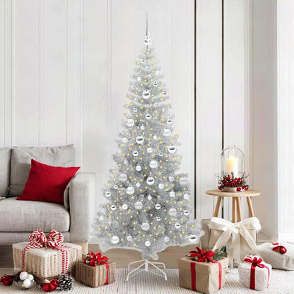 Albero di Natale con 300 LED e supporto, argento, 180 cm, adatto agli animali domestici