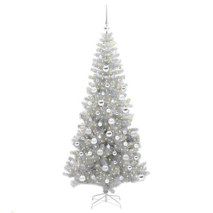 Albero di Natale con 300 LED e supporto, argento, 180 cm, adatto agli animali domestici