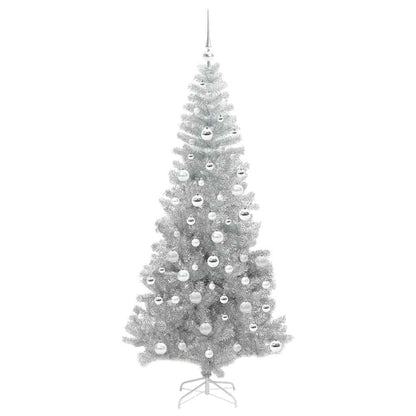 Albero di Natale con 300 LED e supporto, argento, 180 cm, adatto agli animali domestici