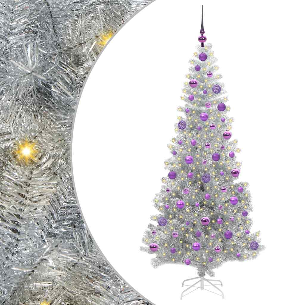 Weihnachtsbaum mit 300 LEDs mit Ständer Silber 180 cm Haustier