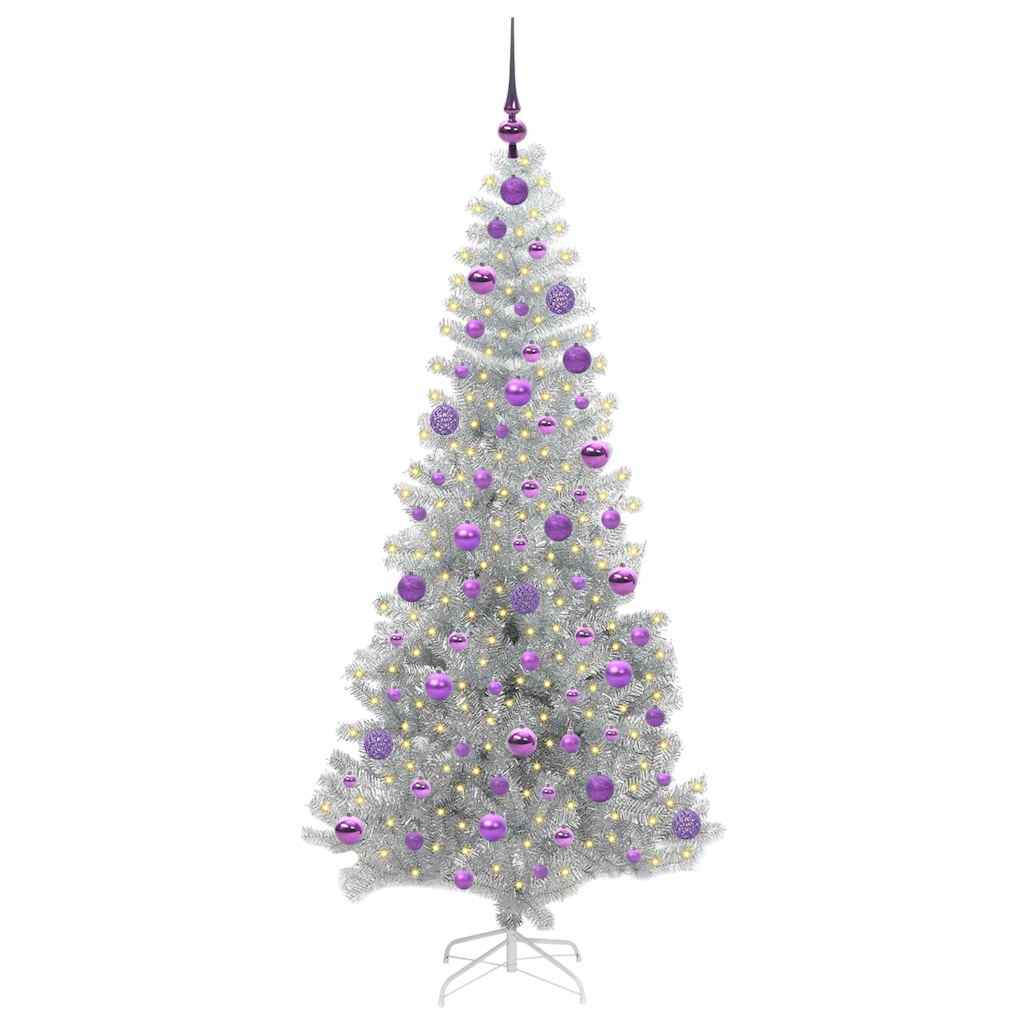Weihnachtsbaum mit 300 LEDs mit Ständer Silber 180 cm Haustier