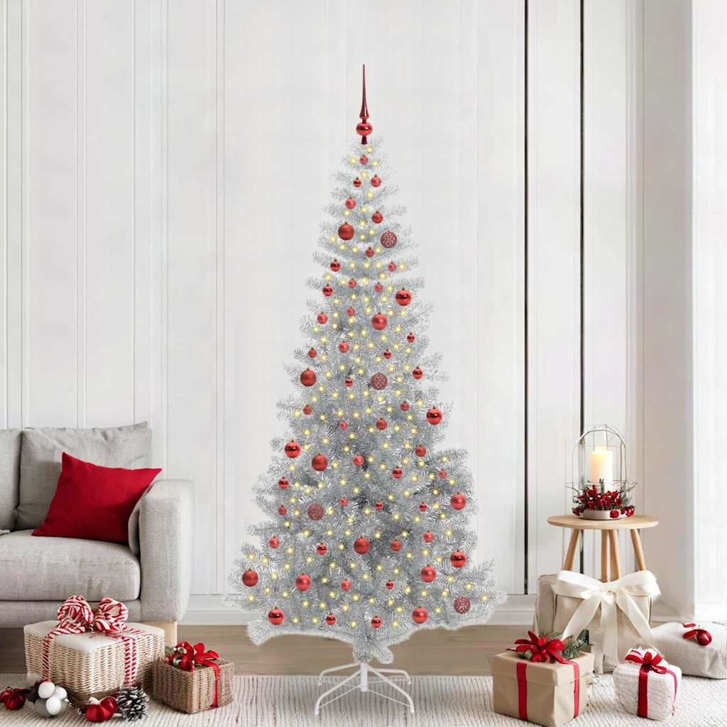 Albero di Natale con 300 LED con supporto argento 210 cm pet