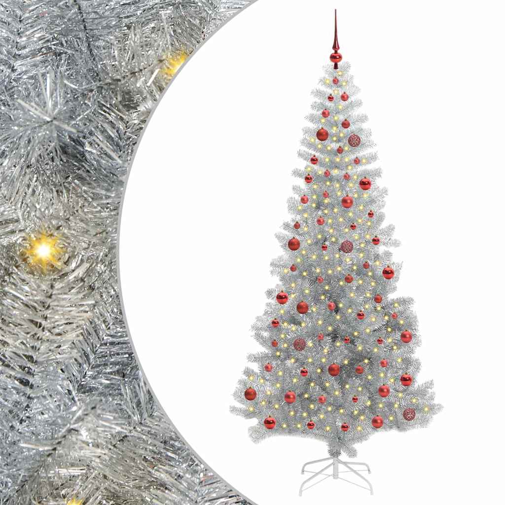Albero di Natale con 300 LED con supporto argento 210 cm pet
