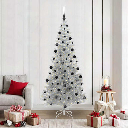 Albero di Natale con 300 LED e supporto, argento, 210 cm, adatto agli animali domestici
