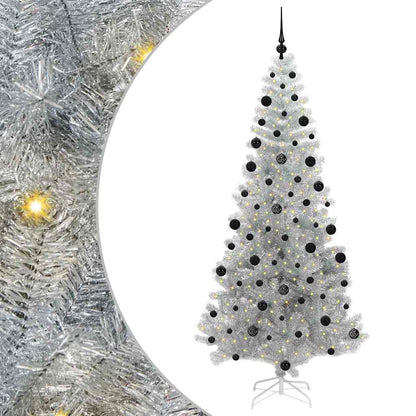 Albero di Natale con 300 LED e supporto, argento, 210 cm, adatto agli animali domestici