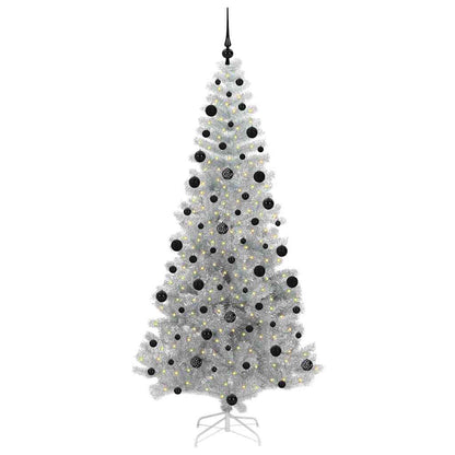 Albero di Natale con 300 LED e supporto, argento, 210 cm, adatto agli animali domestici