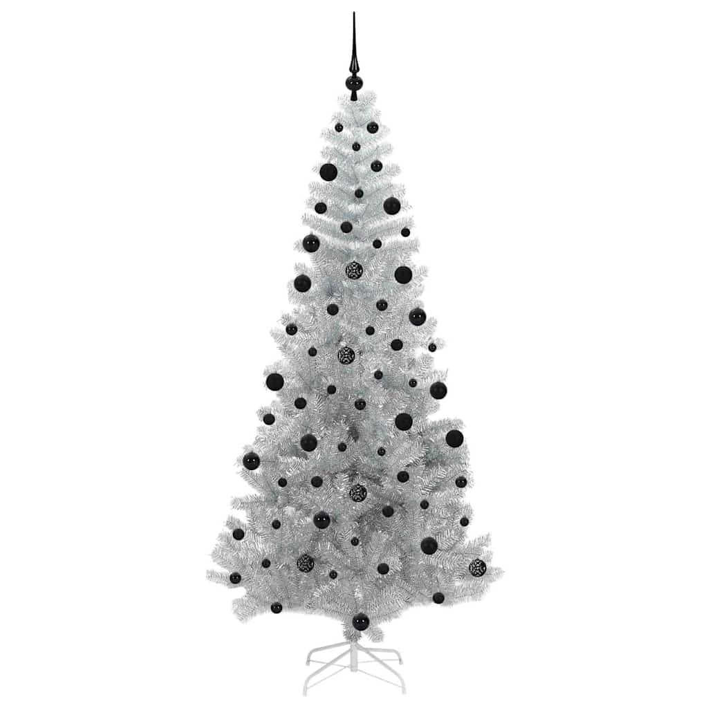 Albero di Natale con 300 LED e supporto, argento, 210 cm, adatto agli animali domestici