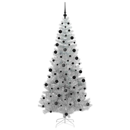 Albero di Natale con 300 LED e supporto, argento, 210 cm, adatto agli animali domestici