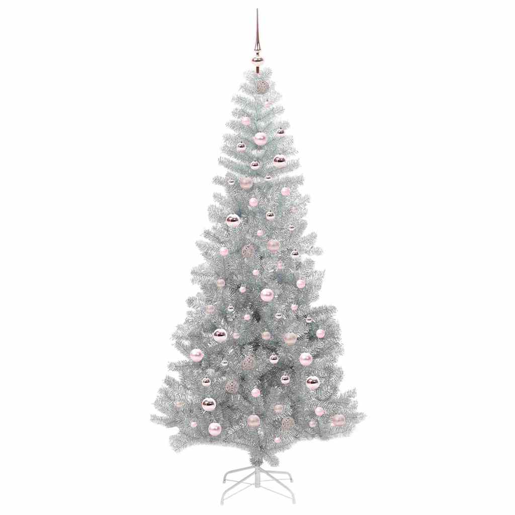 Albero di Natale con 300 LED e supporto, argento, 210 cm, adatto agli animali domestici