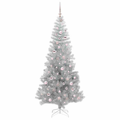 Albero di Natale con 300 LED e supporto, argento, 210 cm, adatto agli animali domestici
