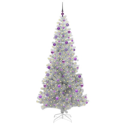 Albero di Natale con 300 LED e supporto, argento, 210 cm, adatto agli animali domestici