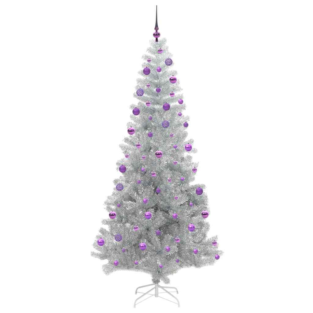 Albero di Natale con 300 LED e supporto, argento, 210 cm, adatto agli animali domestici