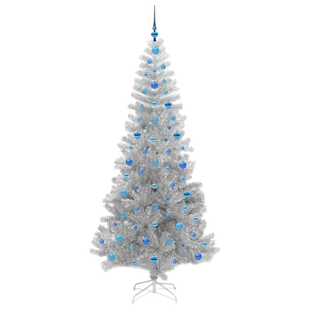 Albero di Natale con 300 LED e supporto, argento, 210 cm, adatto agli animali domestici