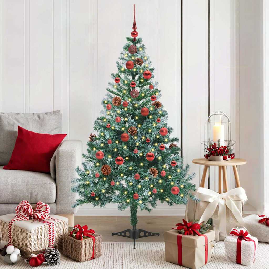 Albero di Natale artificiale, verde, 150 cm, PVC e acciaio