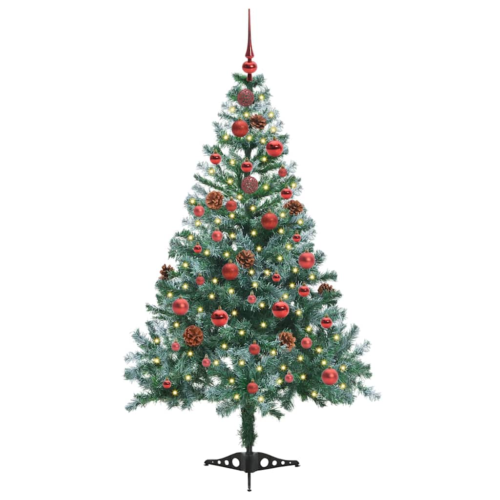 Albero di Natale artificiale, verde, 150 cm, PVC e acciaio