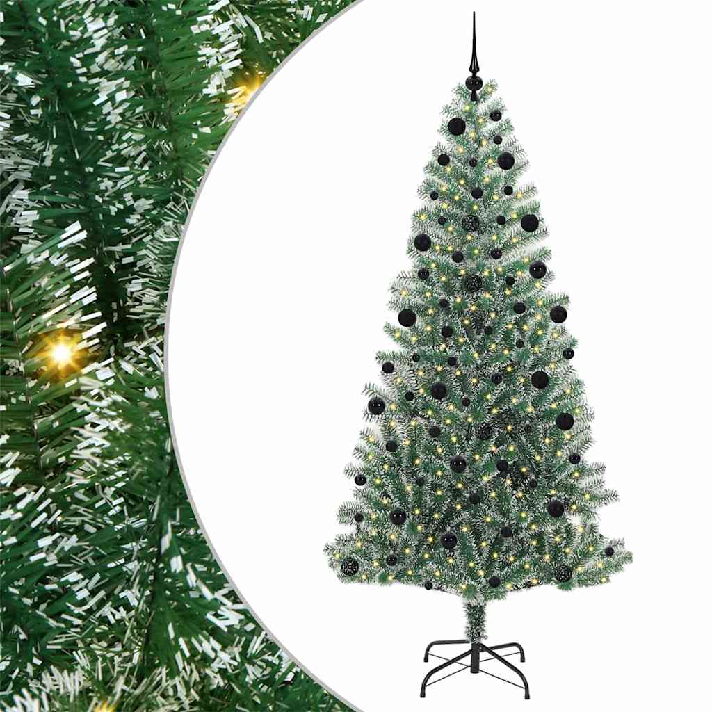 Künstlicher Weihnachtsbaum beschneit mit LED Licht 210 cm