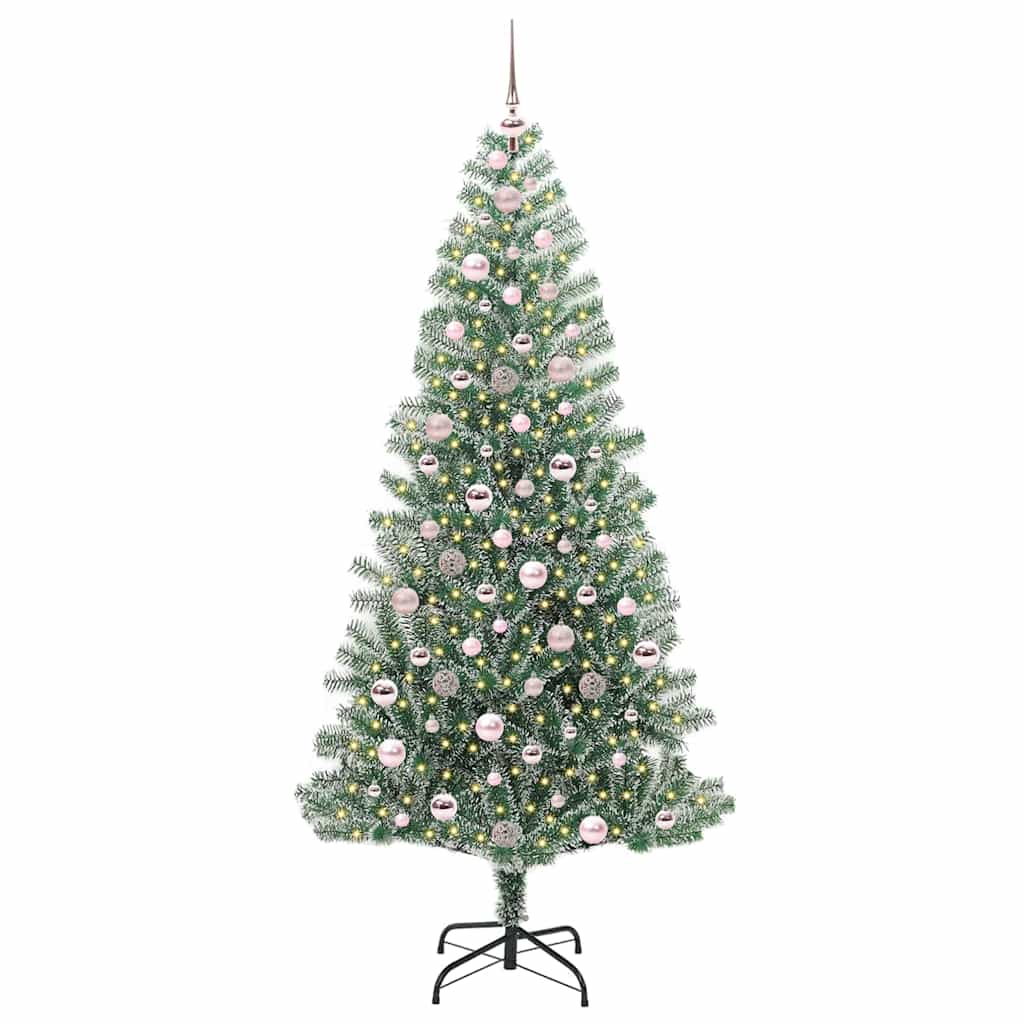 Künstlicher Weihnachtsbaum beschneit mit LED Licht 210 cm