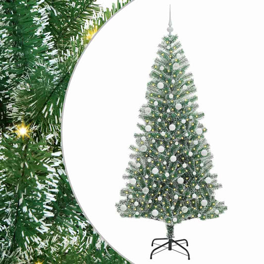 Albero di Natale artificiale innevato con luce LED 210 cm