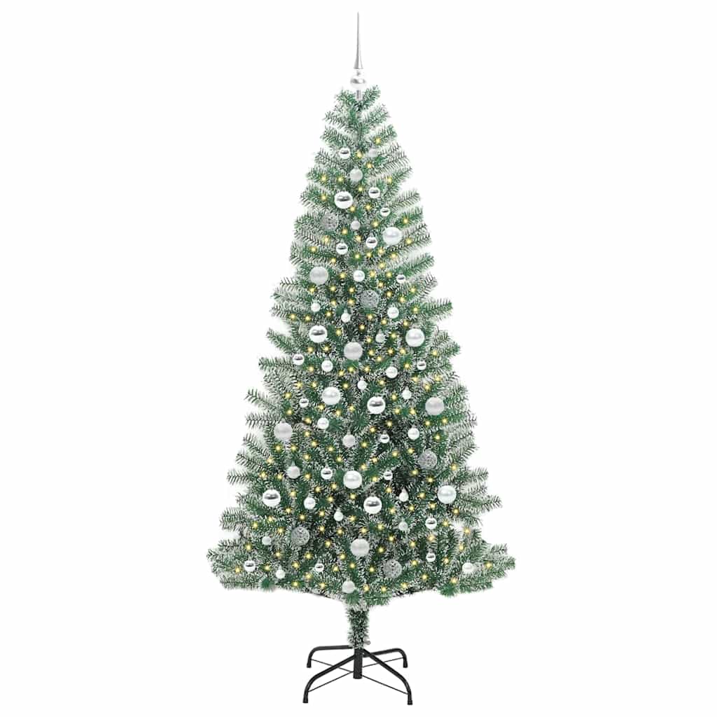 Künstlicher Weihnachtsbaum beschneit mit LED Licht 210 cm