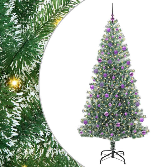 Künstlicher Weihnachtsbaum beschneit mit LED Licht 210 cm
