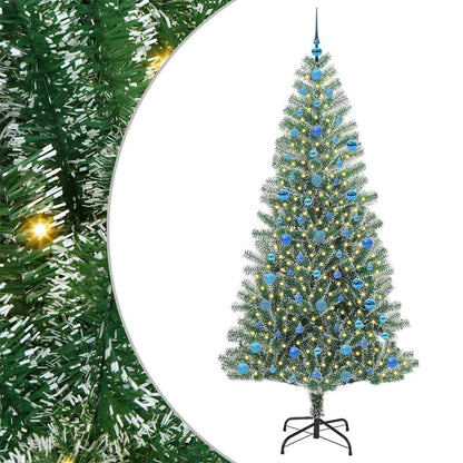 Albero di Natale artificiale con neve e luci LED, 210 cm