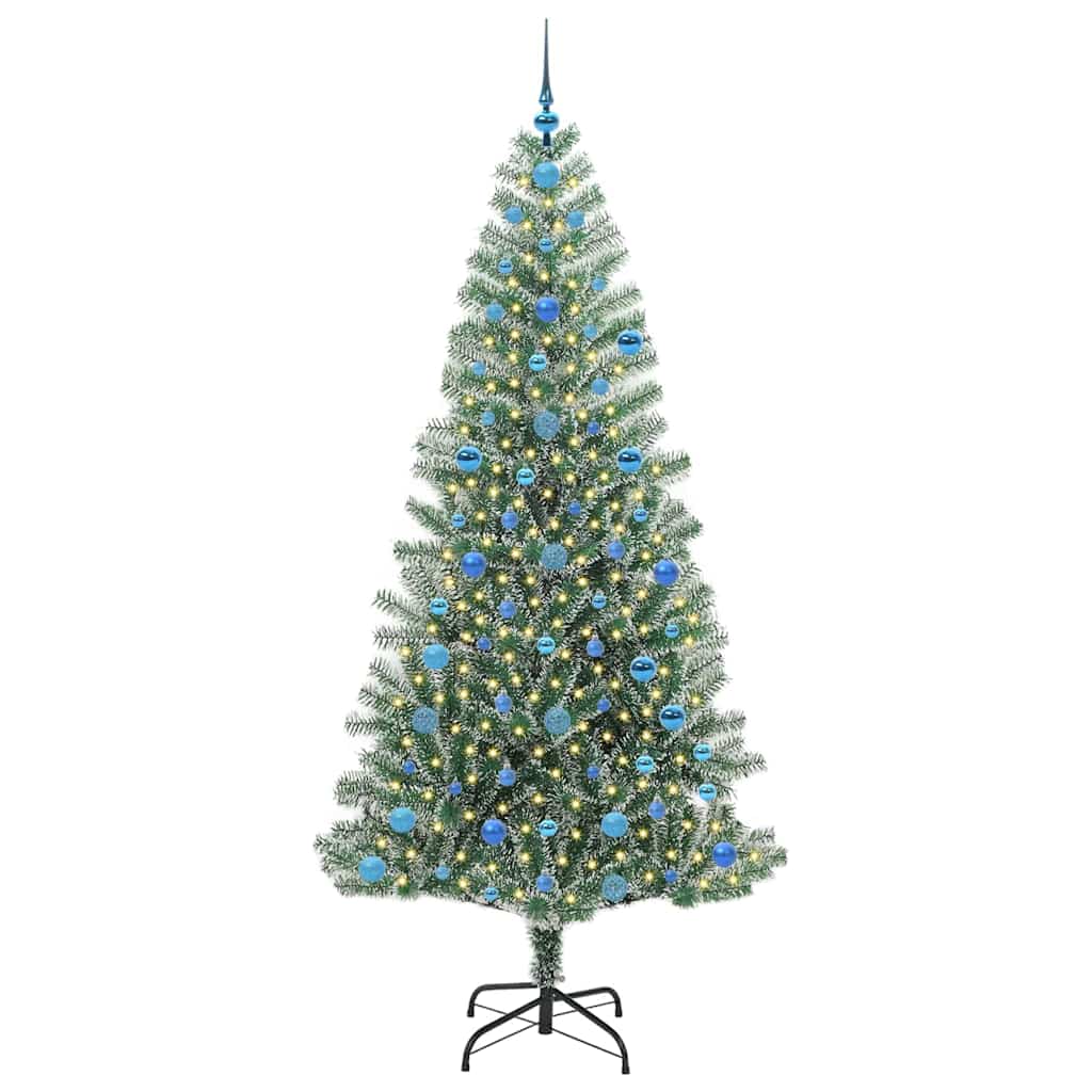 Albero di Natale artificiale con neve e luci LED, 210 cm