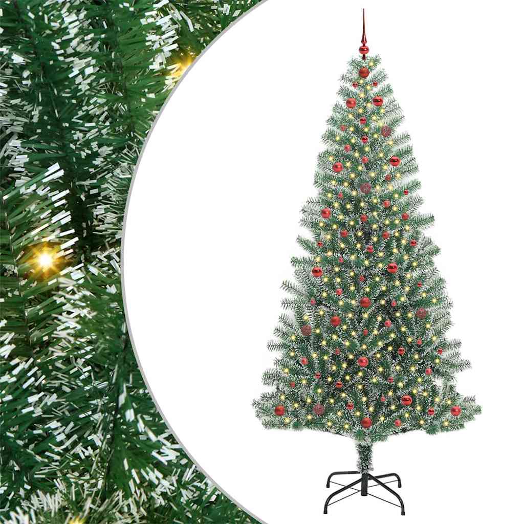 Künstlicher Weihnachtsbaum beschneit mit LED Licht 240 cm