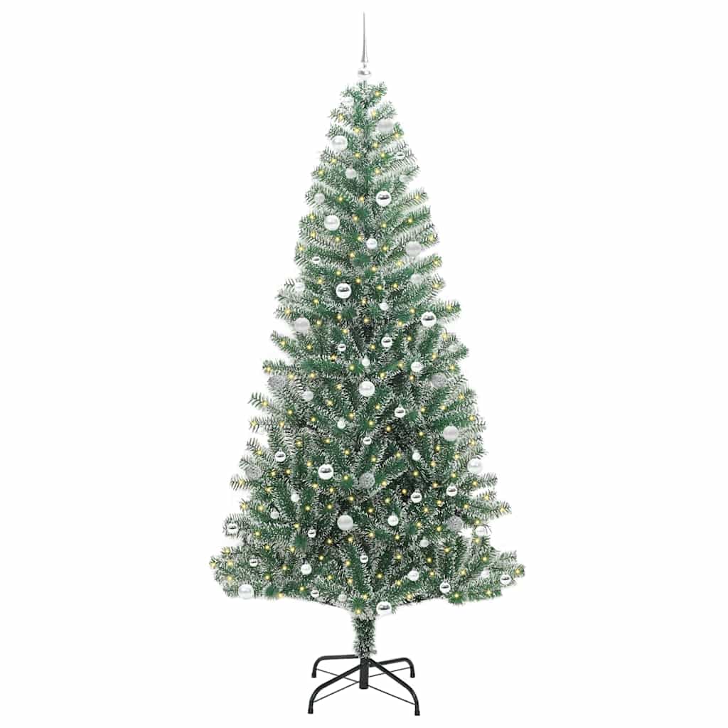 Künstlicher Weihnachtsbaum beschneit mit LED Licht 240 cm
