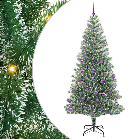 Künstlicher Weihnachtsbaum beschneit mit LED Licht 240 cm