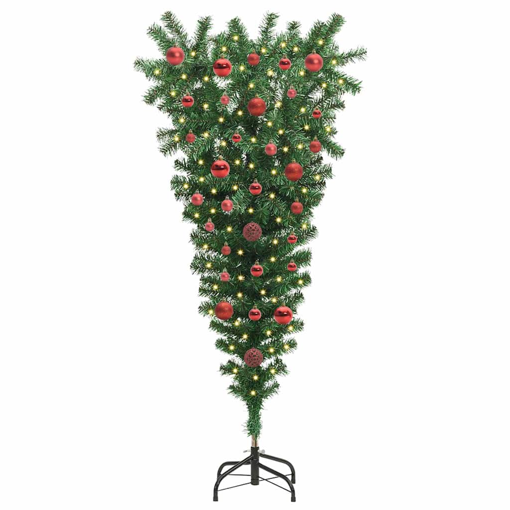 Umgedrehter Kunst Weihnachtsbaum mit Kugelset Grün 120 cm PVC