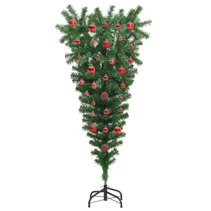 Umgedrehter Kunst Weihnachtsbaum mit Kugelset Grün 120 cm PVC