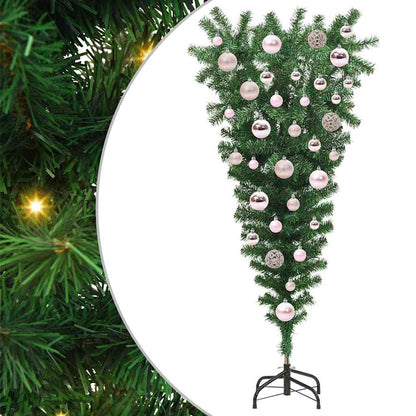 Umgedrehter Kunst Weihnachtsbaum mit Kugelset Grün 120 cm PVC