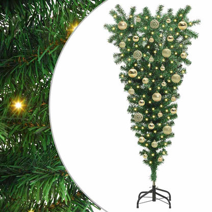 Umgedrehter Kunst Weihnachtsbaum mit Kugelset Grün 120 cm PVC