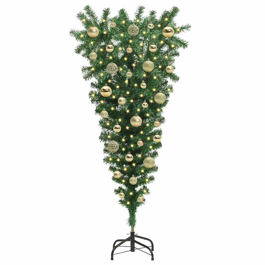 Umgedrehter Kunst Weihnachtsbaum mit Kugelset Grün 120 cm PVC