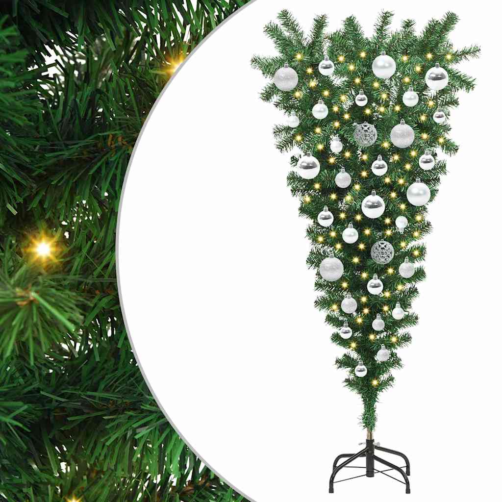 Umgedrehter Kunst Weihnachtsbaum mit Kugelset Grün 120 cm PVC