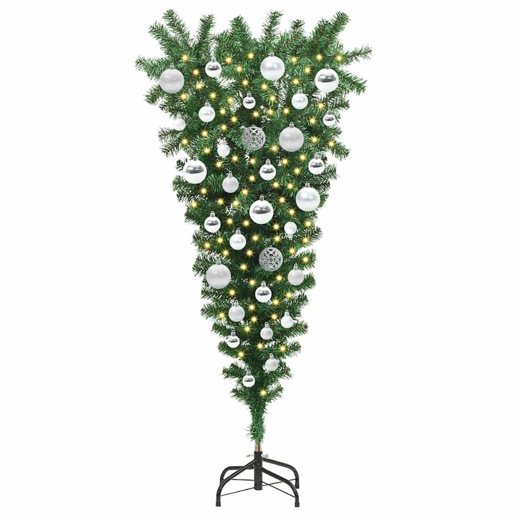 Umgedrehter Kunst Weihnachtsbaum mit Kugelset Grün 120 cm PVC