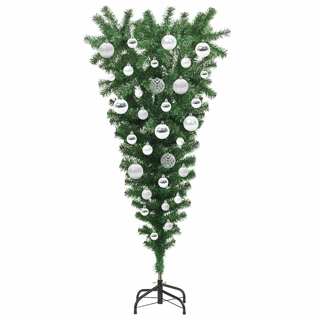 Umgedrehter Kunst Weihnachtsbaum mit Kugelset Grün 120 cm PVC