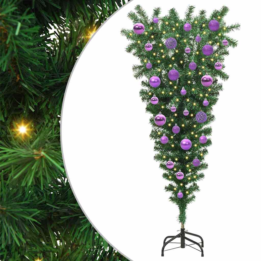 Umgedrehter Kunst Weihnachtsbaum mit Kugelset Grün 120 cm PVC